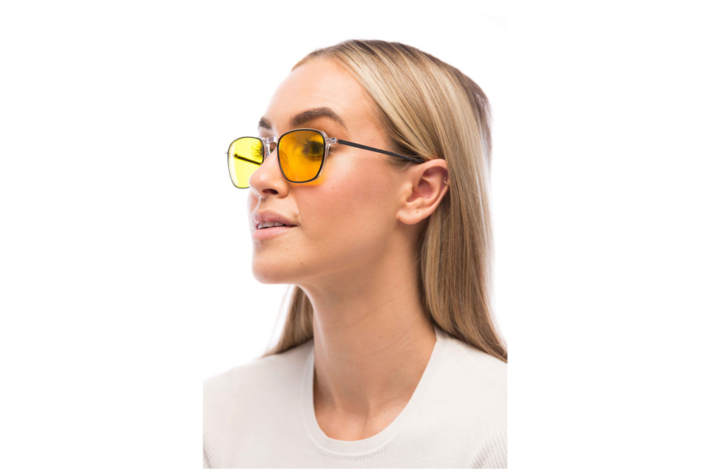 Woman Wearing Zane Light Sensitivity Glasses