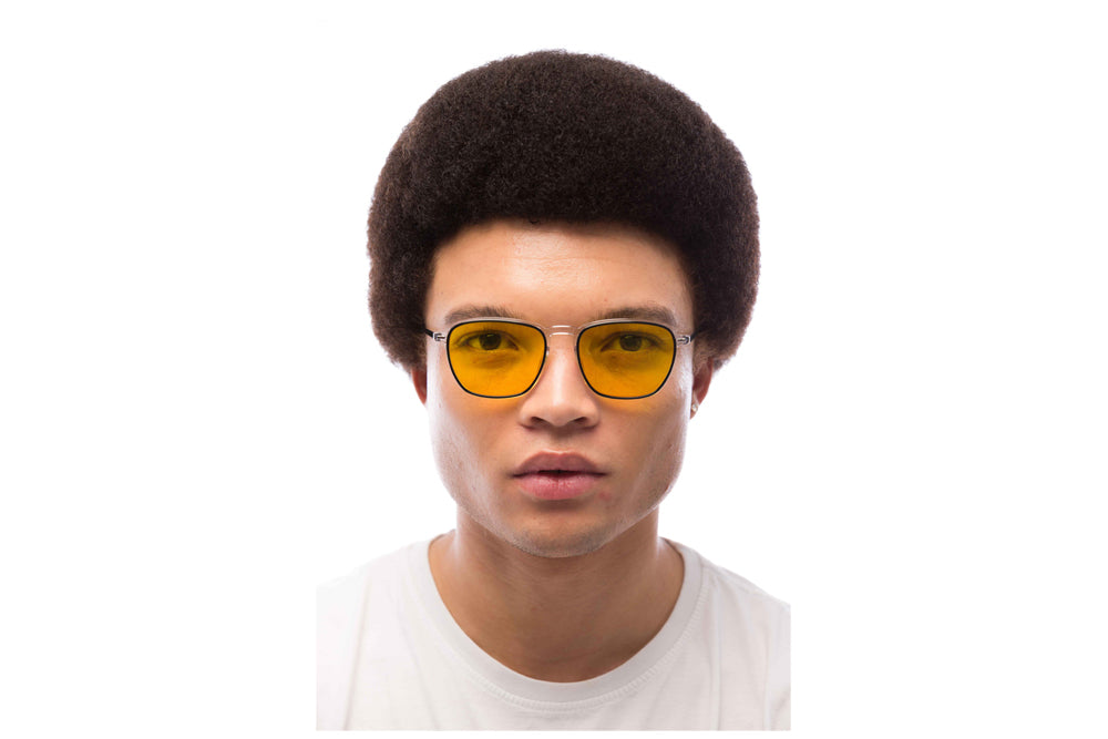 Man Wearing Zane Light Sensitivity Glasses