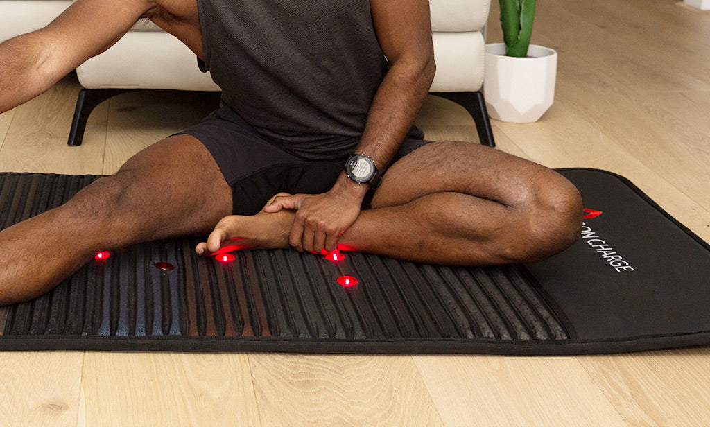 Close Up Stretching On PEMF Mat