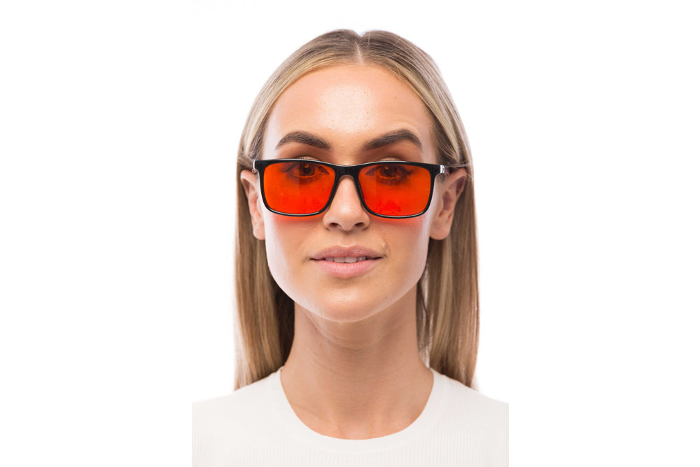 Woman Wearing Brooklyn Blue Light Blocking Glasses Prescription