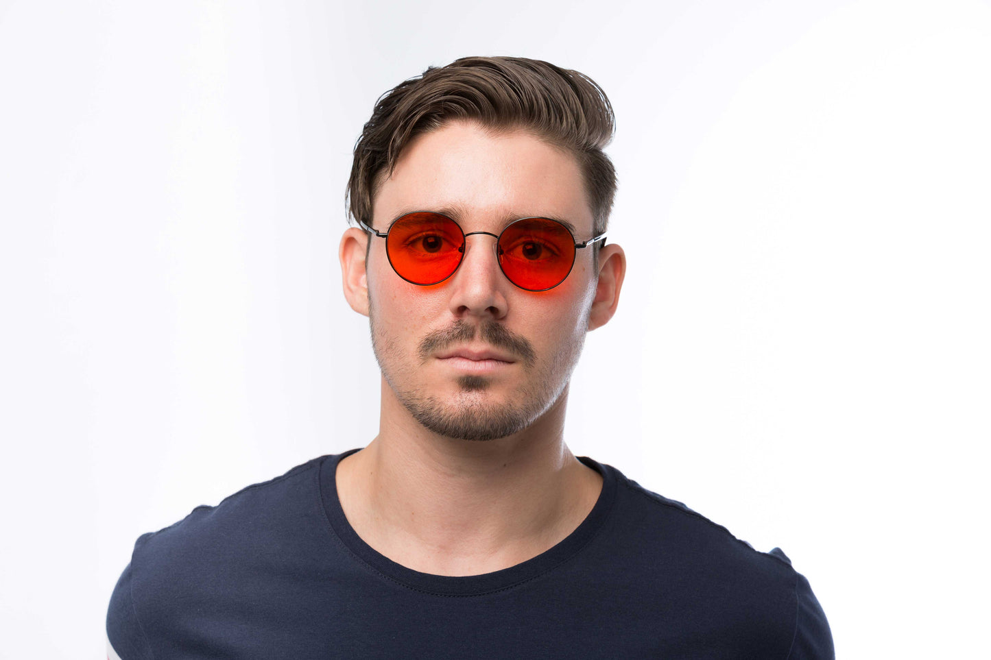 Man Wearing Lennon Blue Light Blocking Glasses Readers